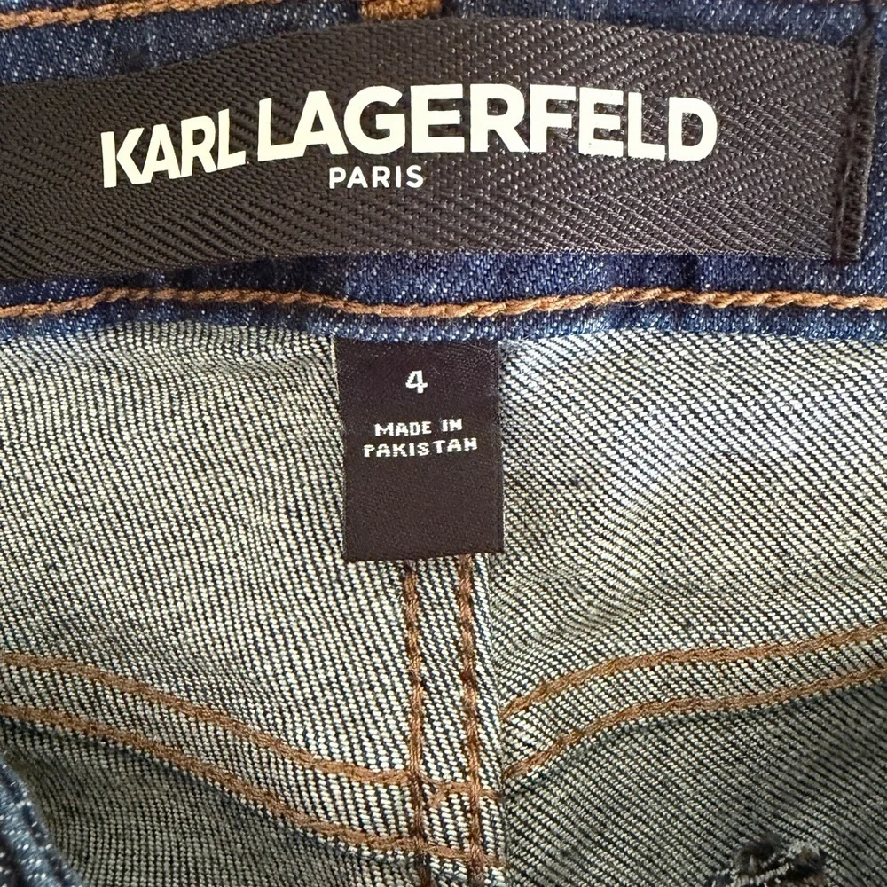 Karl Lagerfeld Paris Women’s Straight Leg Logo Taping Jeans Size 4